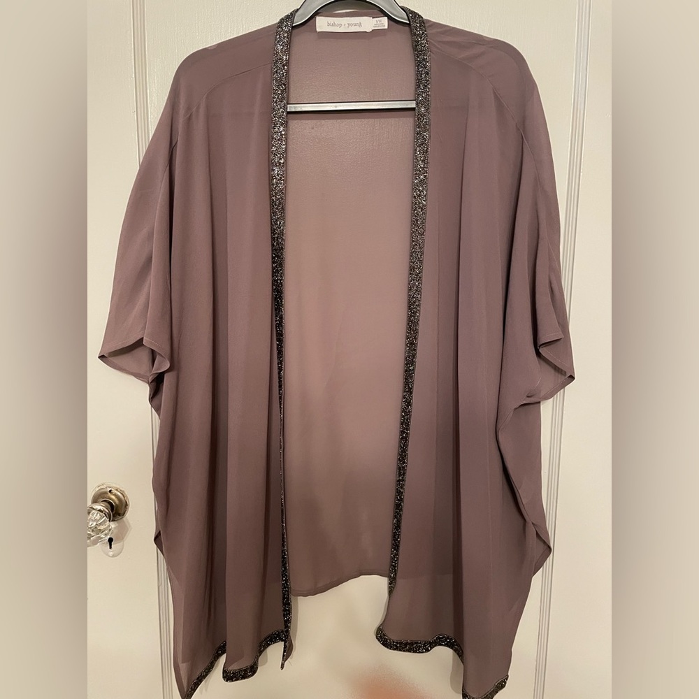 bishop + young Dusty Rose Kimono with jewelry trim